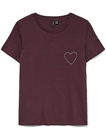 Vero moda liana pruimkleurig dames t-shirt