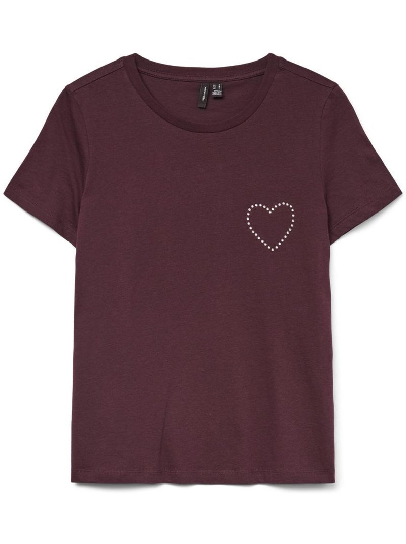 Vero moda liana pruimkleurig dames t-shirt Pruimpaars - Kiabi