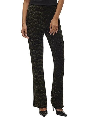 Vero moda lucy dames pantalon zwart/goud met glitter hoge taille
