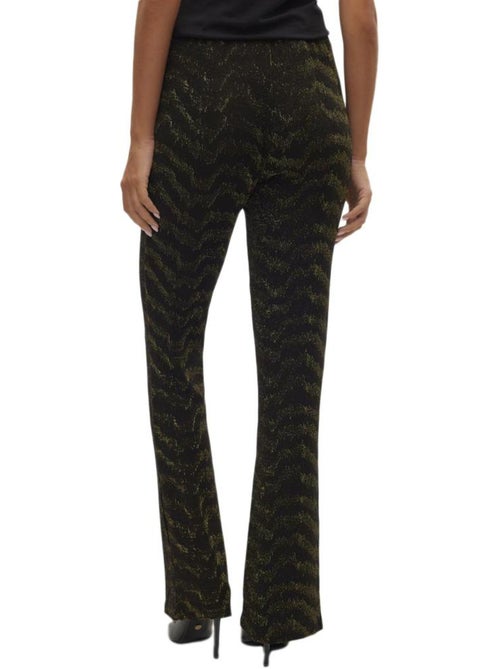 Vero Moda Lucy Dames Pantalon Zwart/Goud met Glitter Hoge Taille - Kiabi Vero Moda Lucy Dames Pantalon Zwart/Goud met Glitter Hoge Taille - Kiabi