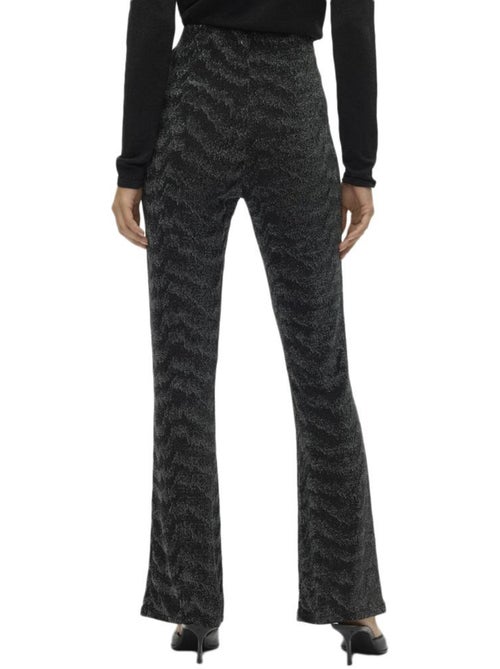 Vero Moda Lucy Dames Pantalon Zwart/Zilver Glitter High Waist - Kiabi Vero Moda Lucy Dames Pantalon Zwart/Zilver Glitter High Waist - Kiabi