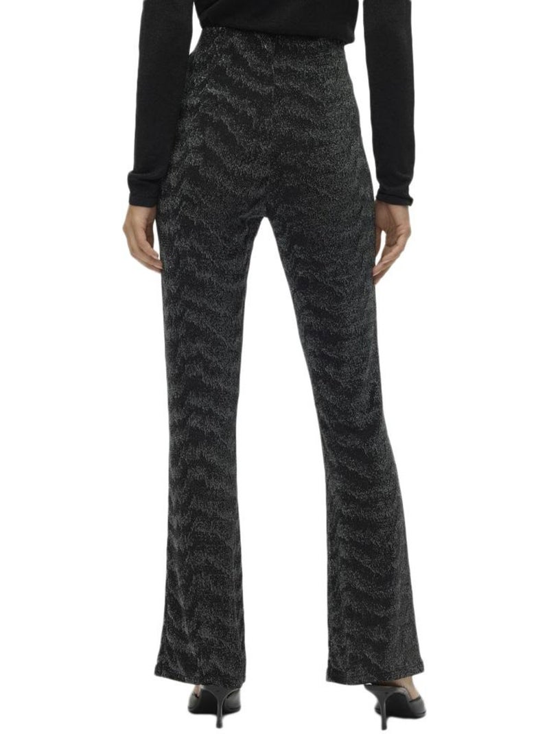 Vero Moda Lucy Dames Pantalon Zwart/Zilver Glitter High Waist Zwart Zilverkleurig - Kiabi