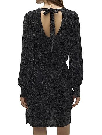 Vero moda lucy zwarte/zilveren damesjurk