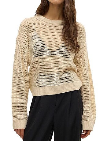 Vero moda madera dames trui beige/zwart