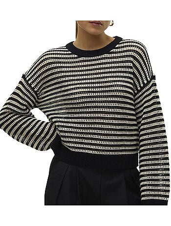 Vero moda madera dames trui beige/zwart