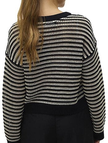 Vero moda madera dames trui beige/zwart