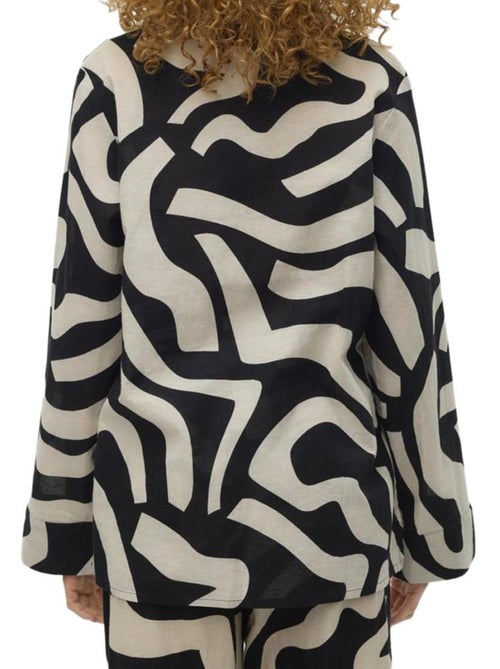 Vero Moda Magnete Dames Blouse Zwart/Beige - Kiabi Vero Moda Magnete Dames Blouse Zwart/Beige - Kiabi