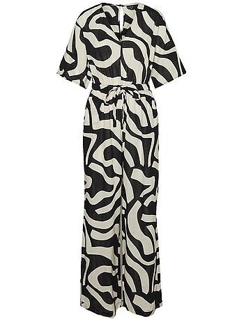 Vero moda magnete zwart/ecru dames jumpsuit