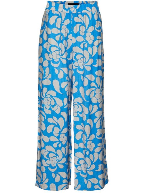 Vero Moda Maja Dames Soepele Pantalon Blauw/Grijs - Kiabi Vero Moda Maja Dames Soepele Pantalon Blauw/Grijs - Kiabi