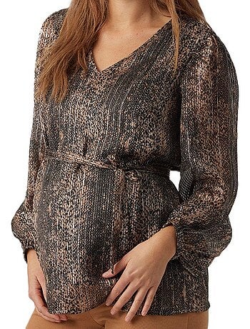 Vero moda mama blouse zwart/bruin zwangerschapsblouse 20018589