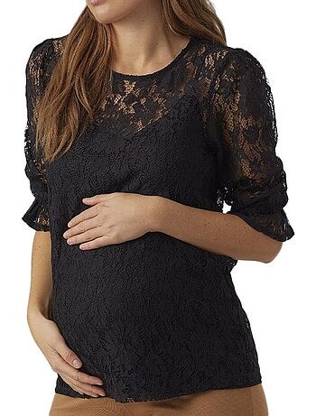 Vero moda mama kanten top zwart zwangerschap t-shirt