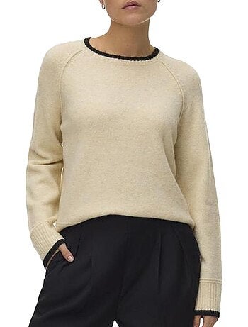 Vero moda maquarius dames trui ecru met raglanmouwen