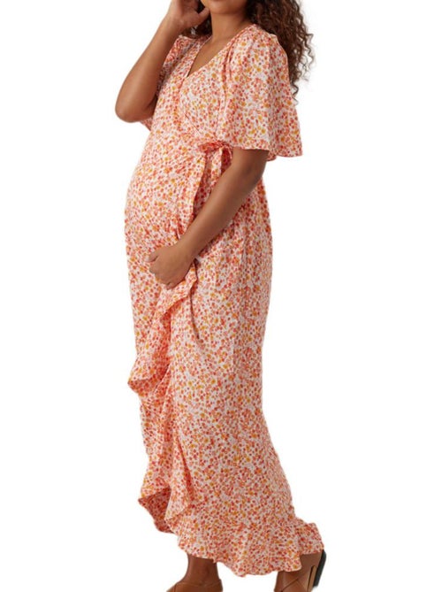 Vero Moda Maternity Henna Oranje/Witte Zwangerschapsjurk - Kiabi Vero Moda Maternity Henna Oranje/Witte Zwangerschapsjurk - Kiabi