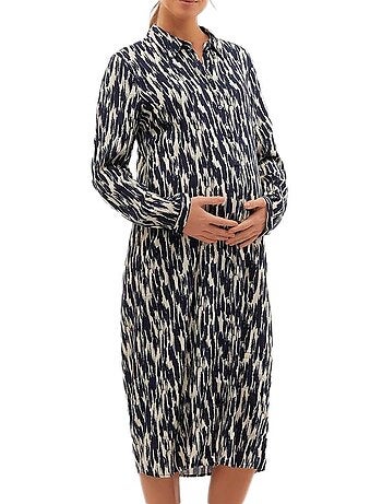 Vero moda maternity joy zwart/ecru zwangerschapsjurk