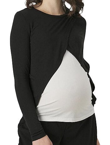 Vero moda maternity lalou t-shirt zwart/wit dames zwangerschapskleding