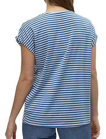 Vero moda mava dames t-shirt blauw/wit