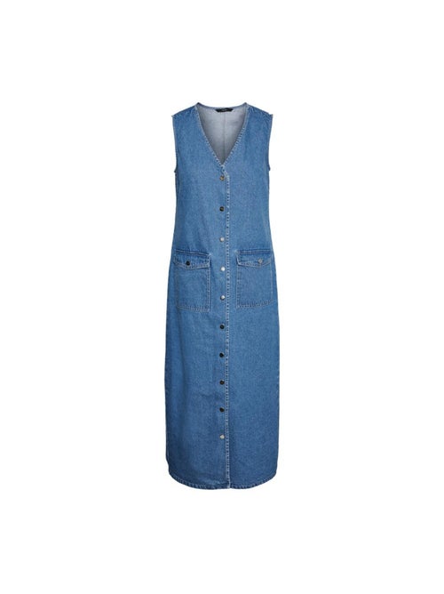 Vero Moda Maxi Jeansjurk Blauw voor Dames - Kiabi Vero Moda Maxi Jeansjurk Blauw voor Dames - Kiabi