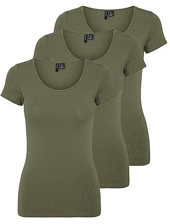 Vero moda maxi kaki dames t-shirt (3-pack)