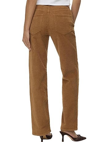 Vero moda melisa straight fluwelen damespantalon - bruin