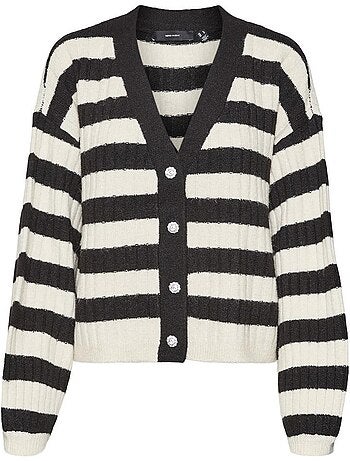 Vero moda melya dames vest zwart/wit