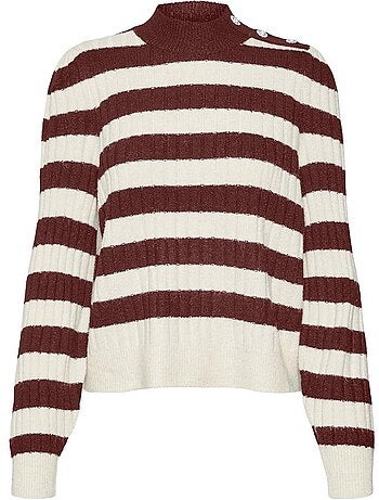 Vero moda melya gestreept bordeaux/wit damesvest