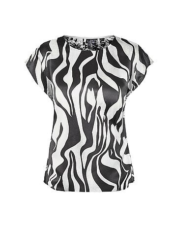 Vero moda merle sl dames t-shirt zwart/wit