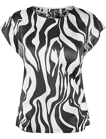 Vero moda merle sl dames t-shirt zwart/wit