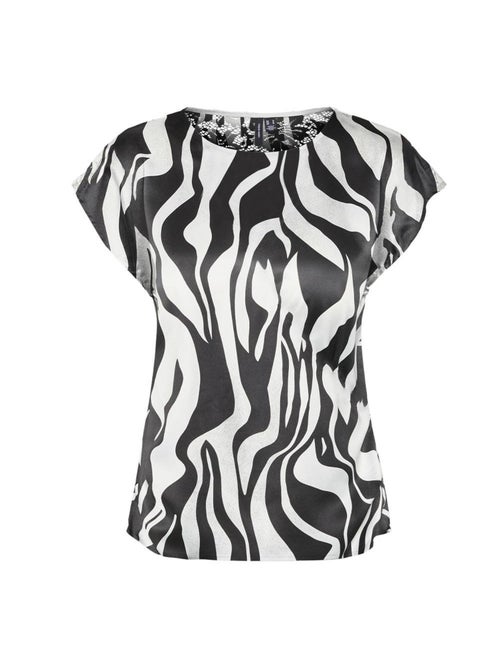 Vero Moda Merle Sl Dames T-shirt Zwart/Wit - Kiabi Vero Moda Merle Sl Dames T-shirt Zwart/Wit - Kiabi