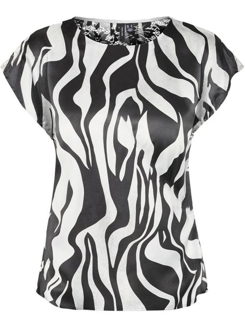 Vero Moda Merle Sl Dames T-shirt Zwart/Wit - Kiabi Vero Moda Merle Sl Dames T-shirt Zwart/Wit - Kiabi
