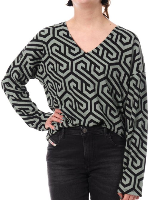 Vero Moda Merve Groen/Zwart Damesblouse - Kiabi Vero Moda Merve Groen/Zwart Damesblouse - Kiabi