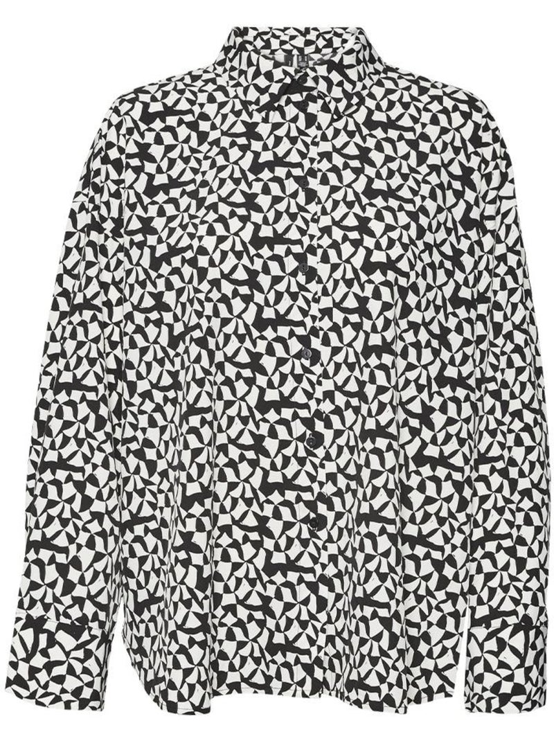 Vero moda meva oya dames blouse zwart/wit Zwart - Kiabi