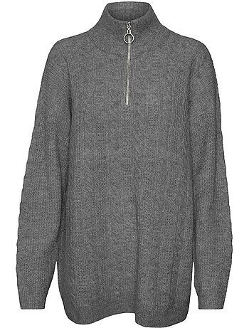 Vero moda mili dames trui met 1/4 rits - zwart