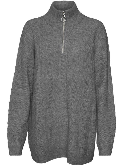 Vero Moda Mili Dames Trui met 1/4 Rits - Beige - Kiabi Vero Moda Mili Dames Trui met 1/4 Rits - Beige - Kiabi