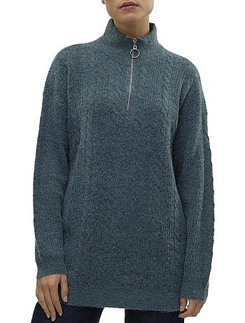Vero moda mili dames trui met 1/4 rits - zwart
