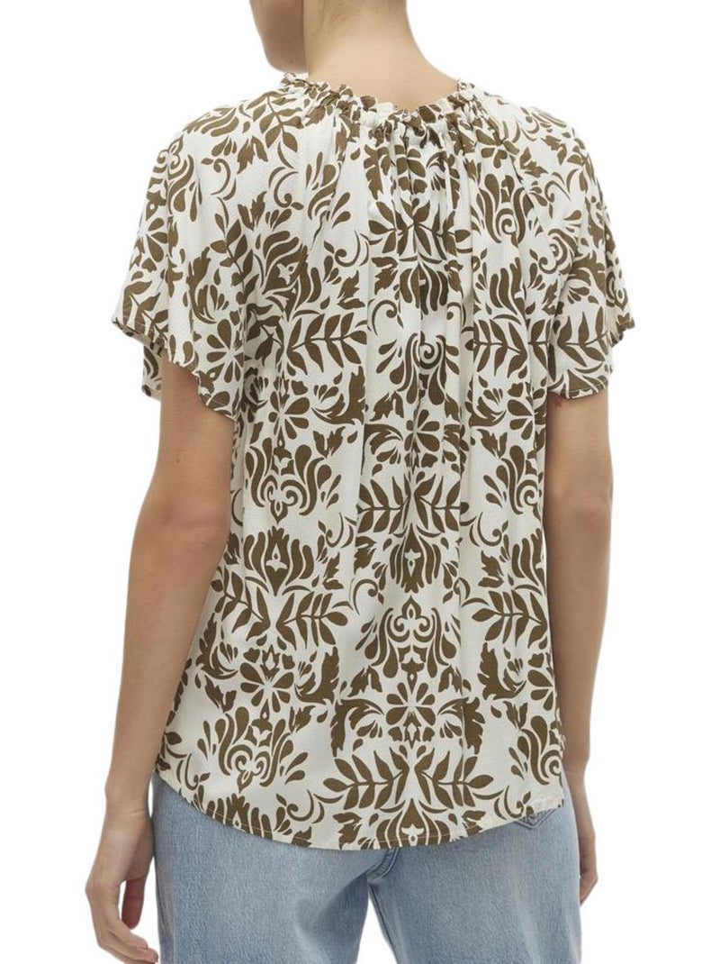 Vero Moda Mima Damesblouse Wit/Camel Wit - Kiabi