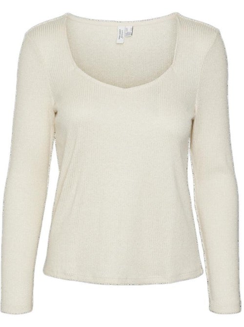Vero Moda Monaja Dames T-shirt met Lange Mouwen Ecru - Kiabi Vero Moda Monaja Dames T-shirt met Lange Mouwen Ecru - Kiabi