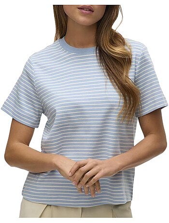 Vero moda naima t-shirt voor dames - blauw/wit gestreept