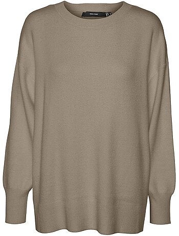 Vero moda nancy dames trui bruin/wit