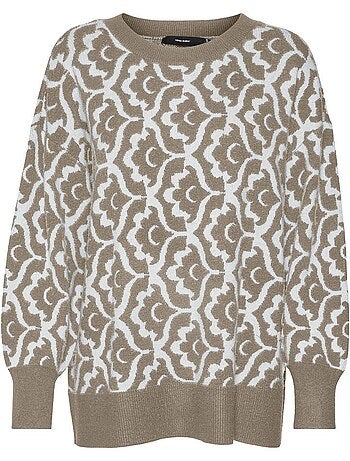 Vero moda nancy dames trui bruin/wit
