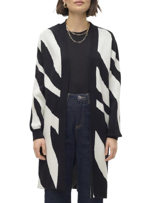 Vero Moda Nancy Lang Gilet voor Dames - Zwart/Wit Print - Kiabi Vero Moda Nancy Lang Gilet voor Dames - Zwart/Wit Print - Kiabi