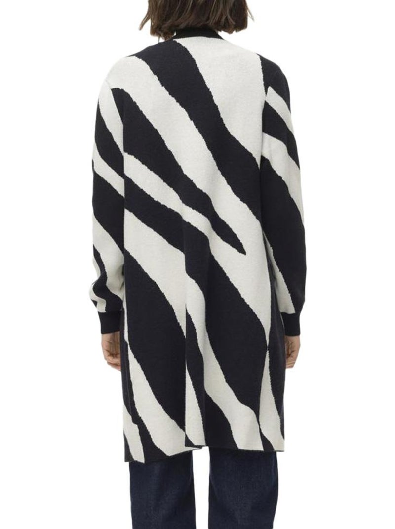 Vero Moda Nancy Lang Gilet voor Dames - Zwart/Wit Print Zwart Wit - Kiabi