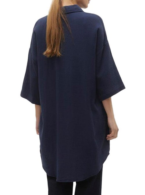 Vero Moda Natali Marine Overhemdjurk voor Dames - Kiabi Vero Moda Natali Marine Overhemdjurk voor Dames - Kiabi