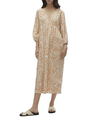 Vero moda nethe dames jurk oranje/ecru