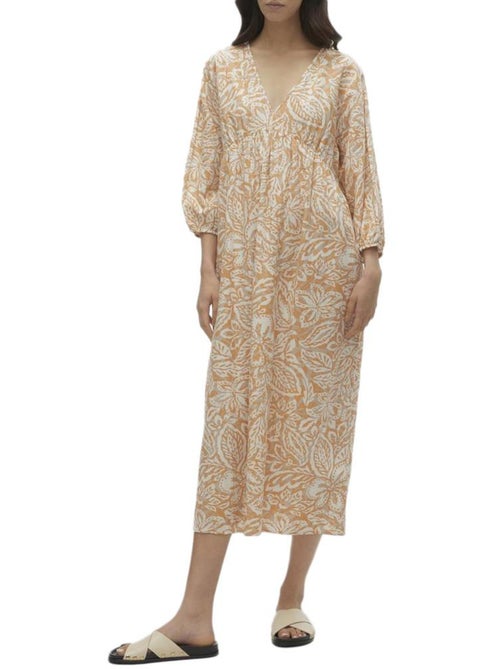 Vero Moda Nethe Dames Jurk Oranje/Ecru - Kiabi Vero Moda Nethe Dames Jurk Oranje/Ecru - Kiabi