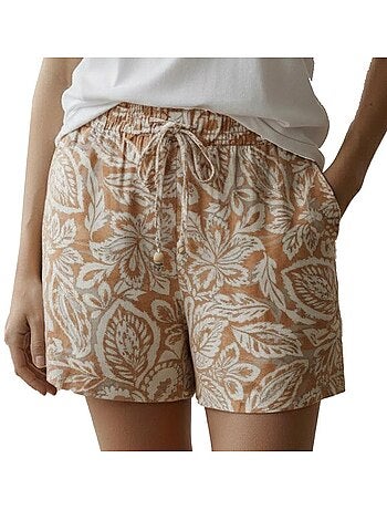 Vero moda nethe korte oranje/ecru damesjurk