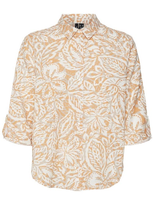 Vero Moda Nethe Oranje/Witte Damesblouse - Kiabi Vero Moda Nethe Oranje/Witte Damesblouse - Kiabi