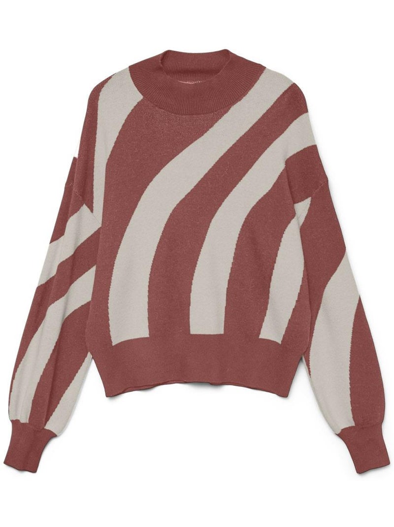 Vero moda newlabi gestreepte terracotta trui voor dames Tabaksbruin - Kiabi