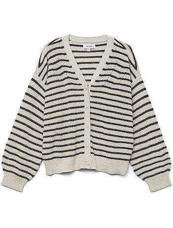 Vero moda newlex gestreepte gilet voor meisjes - marine/beige