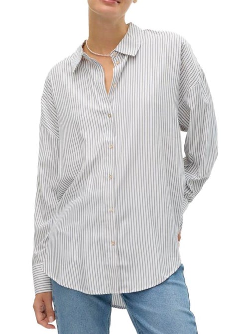 Vero Moda Nora Dames Blouse Wit/Grijs - Kiabi Vero Moda Nora Dames Blouse Wit/Grijs - Kiabi