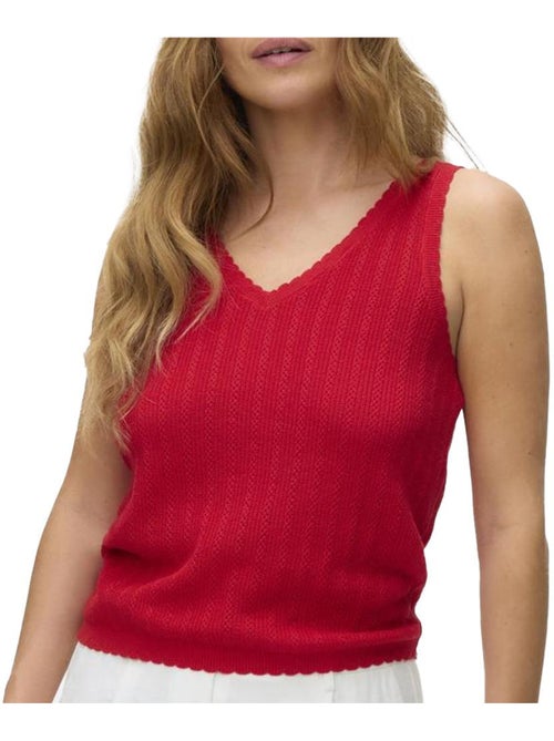 Vero Moda Pointelle T-shirt Rood Dames - Kiabi Vero Moda Pointelle T-shirt Rood Dames - Kiabi